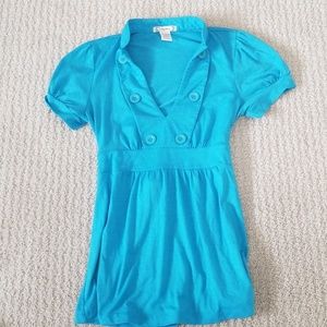 Blue button top